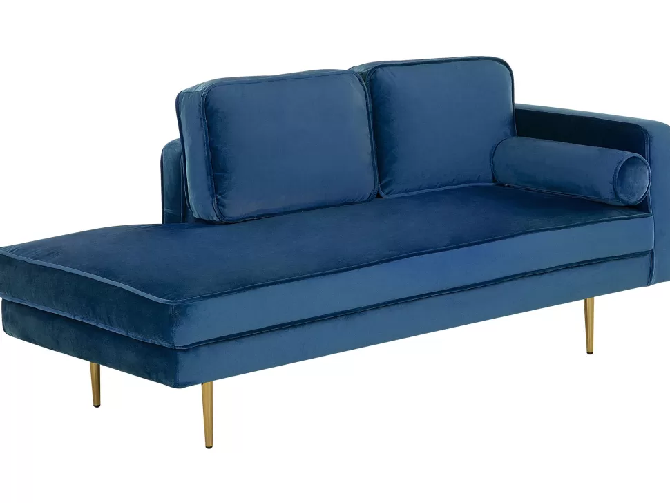 Fashion Beliani Right Hand Velvet Chaise Lounge Navy Blue Miramas