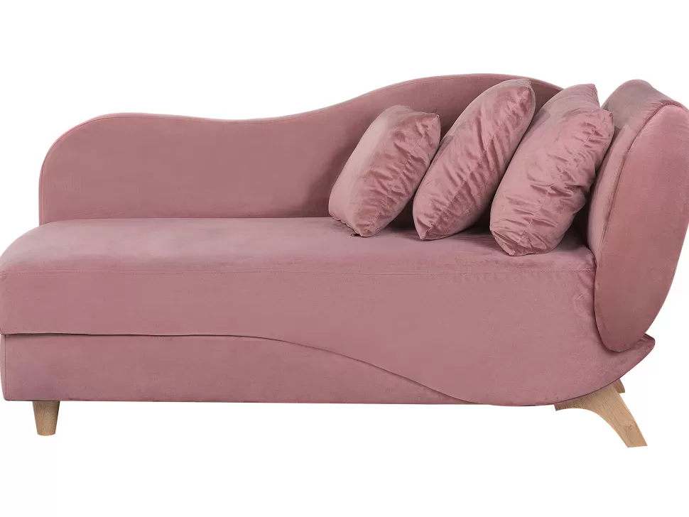Flash Sale Beliani Right Hand Velvet Chaise Lounge With Storage Pink Meri