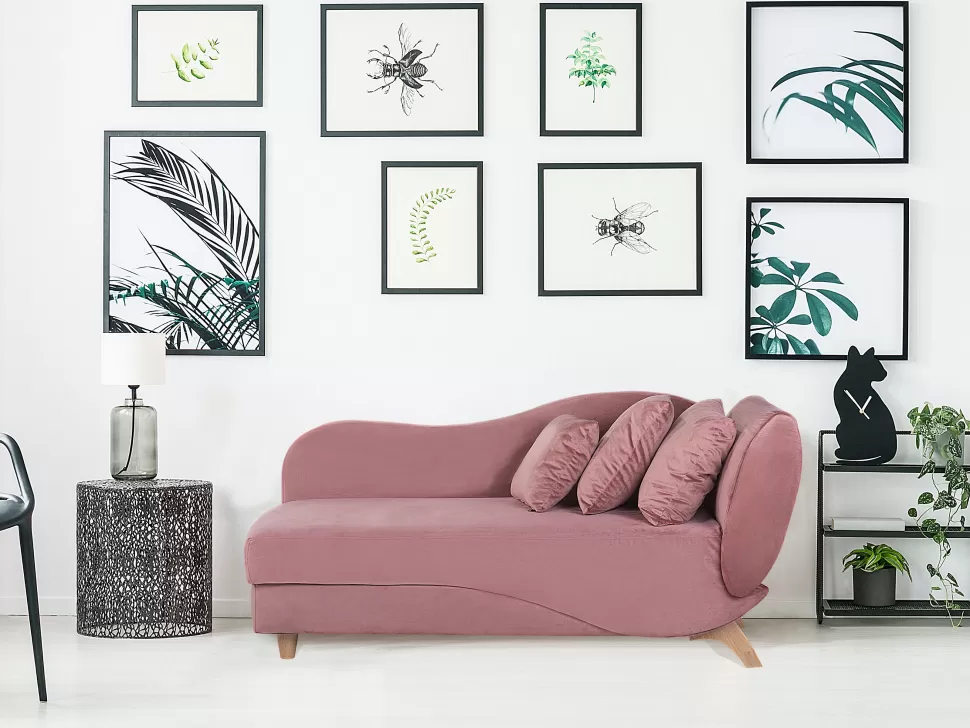 Flash Sale Beliani Right Hand Velvet Chaise Lounge With Storage Pink Meri