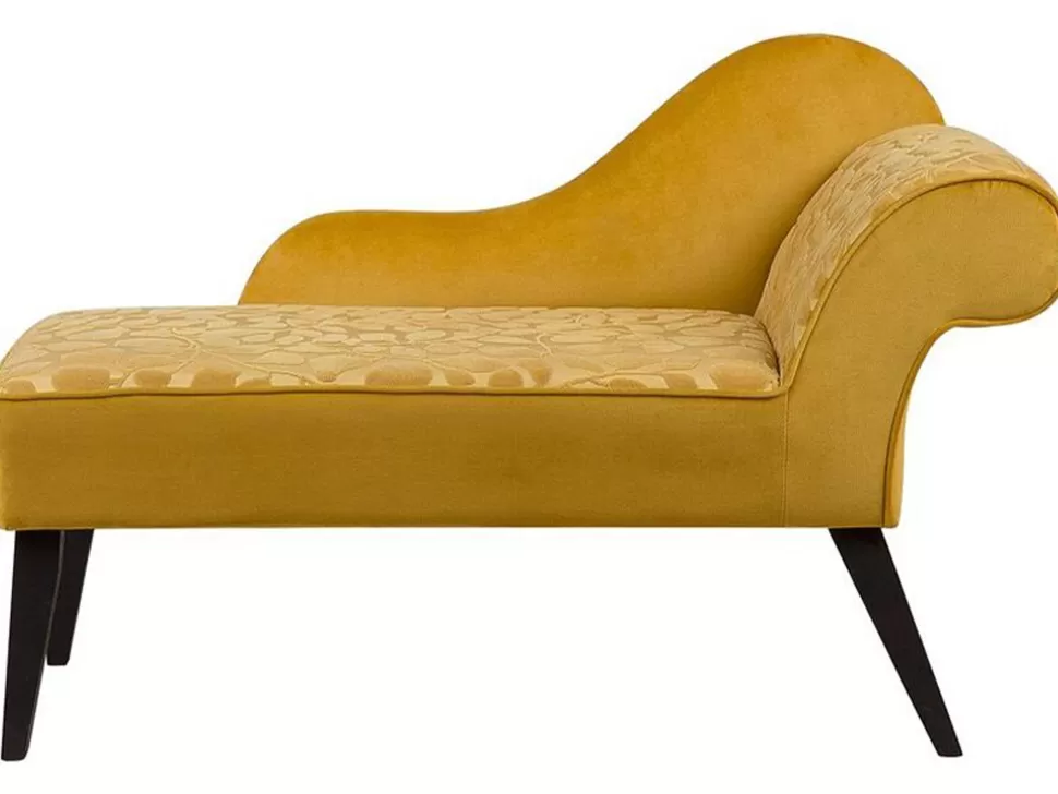 Flash Sale Beliani Right Hand Velvet Chaise Lounge Yellow Biarritz