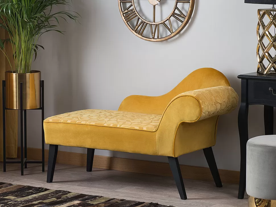 Flash Sale Beliani Right Hand Velvet Chaise Lounge Yellow Biarritz