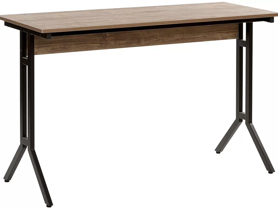 Online Beliani Schreibtisch Dunkler Holzfarbton 120 X 48 Cm Creek