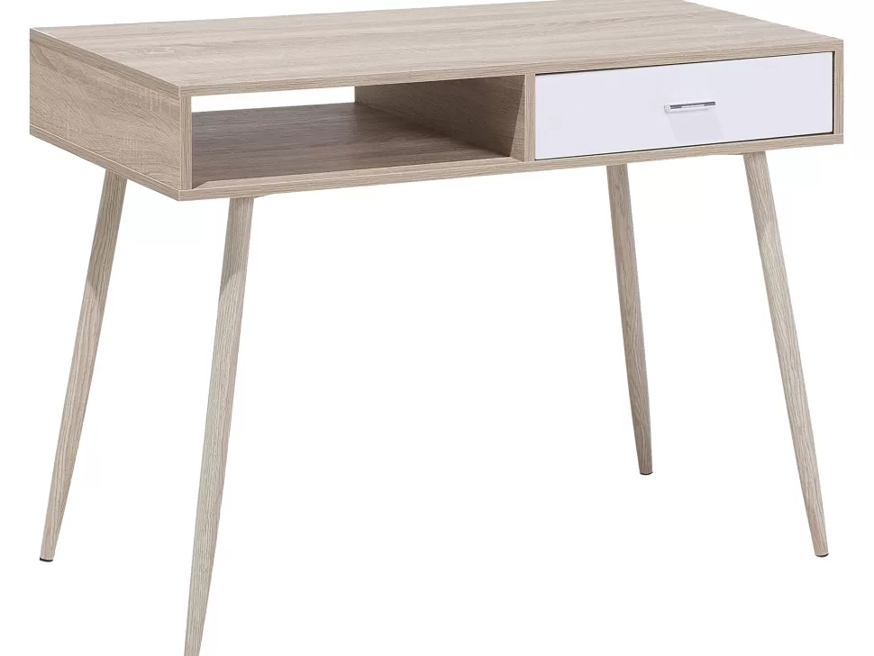 New Beliani Schreibtisch Heller Holzfarbton 100 X 48 Cm Deora