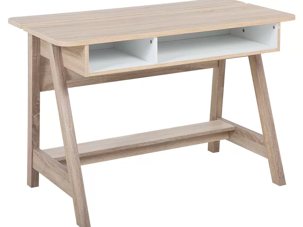 Kinder>Beliani Schreibtisch Heller Holzfarbton / Weis 110 X 60 Cm Jackson