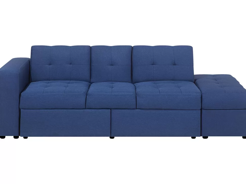 Sale Beliani Sectional Sofa Bed With Ottoman Navy Blue Falster