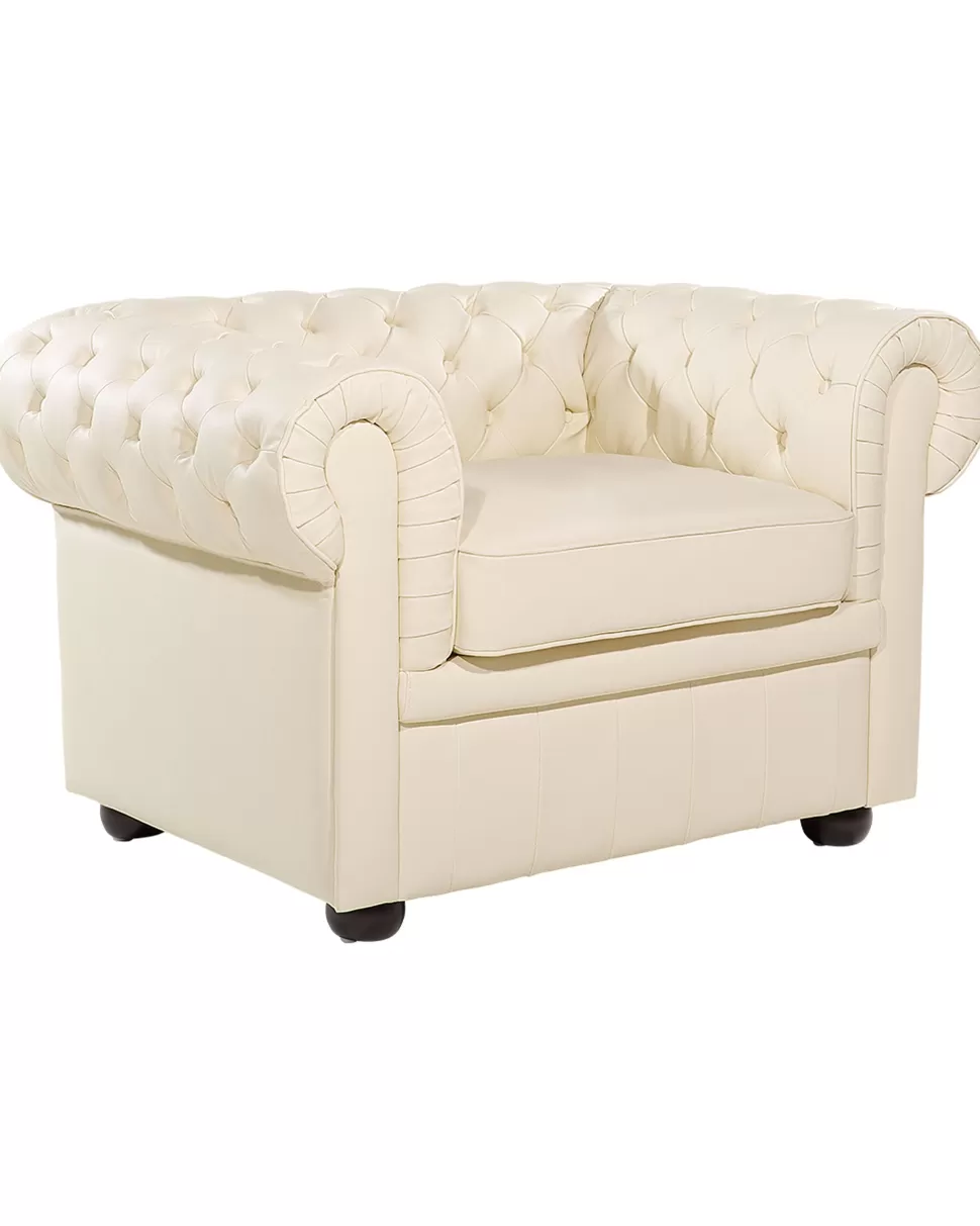 Fashion Beliani Sessel Leder Creme Chesterfield