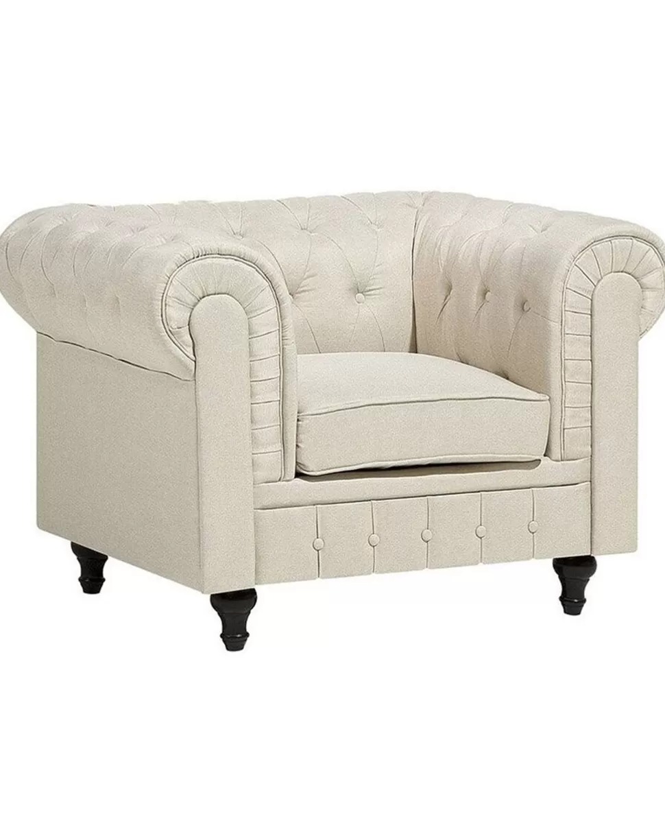 Sessel>Beliani Sessel Polsterbezug Beige Chesterfield