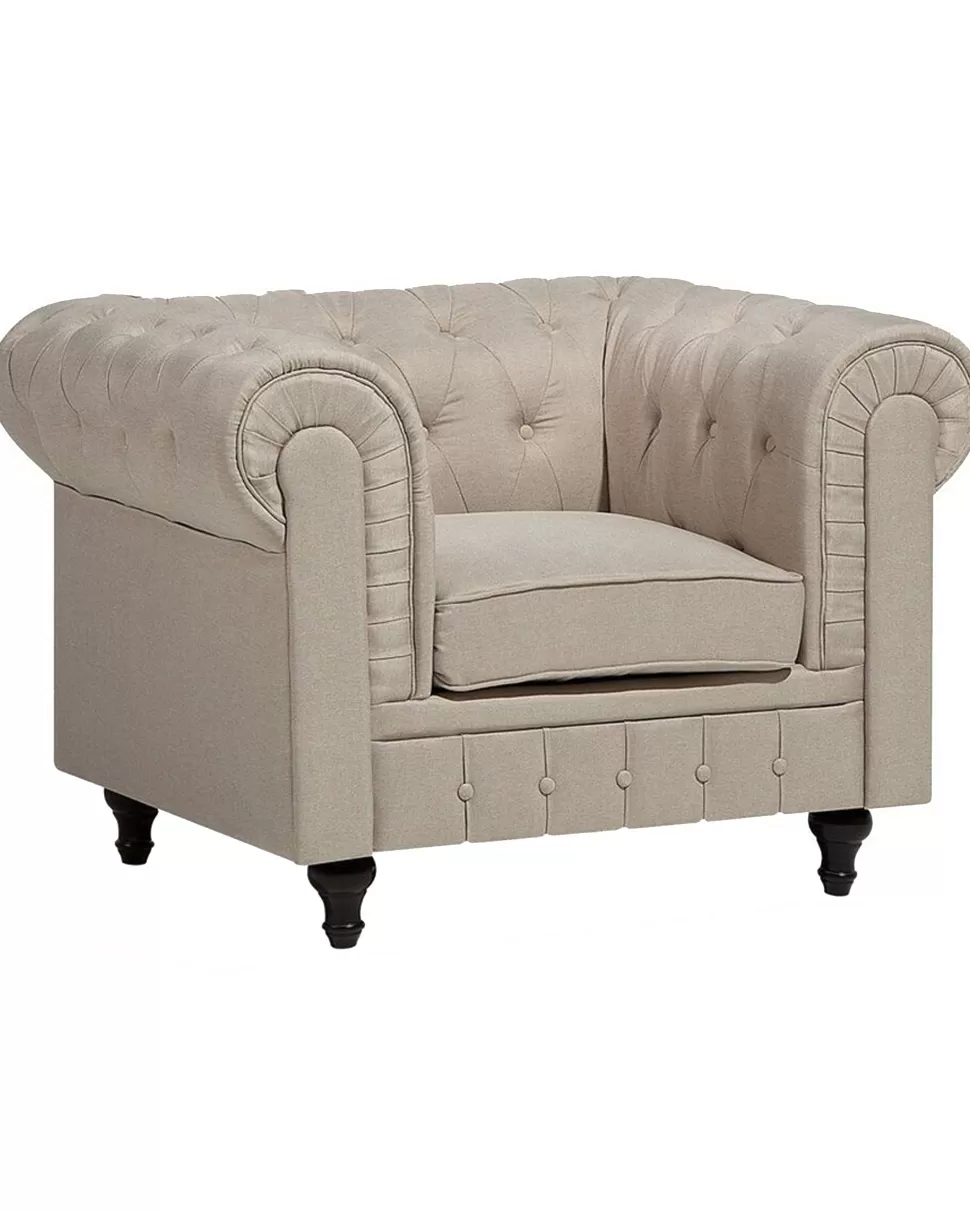 Flash Sale Beliani Sessel Polsterbezug Beige Chesterfield Gros