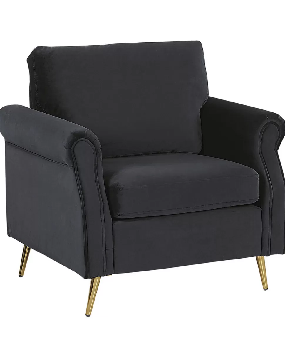 Store Beliani Sessel Samtstoff Schwarz / Gold Retro-Design Vietas