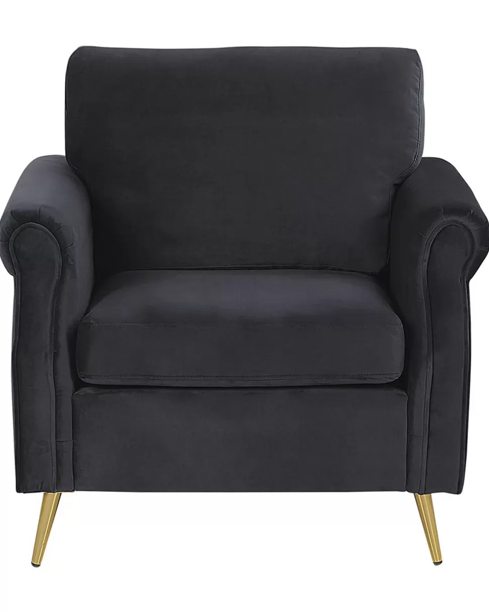 Store Beliani Sessel Samtstoff Schwarz / Gold Retro-Design Vietas