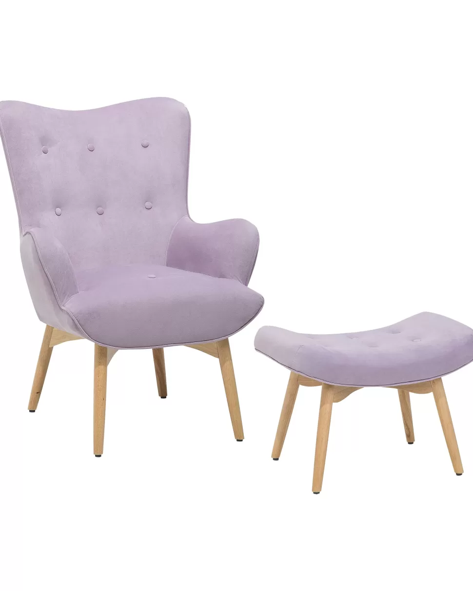 Cheap Beliani Sessel Samtstoff Violett Plus Hocker Vejle