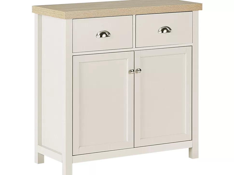 Aufbewahrung>Beliani Sideboard Beige / Heller Holzfarbton 2 Schubladen Schrank Clio