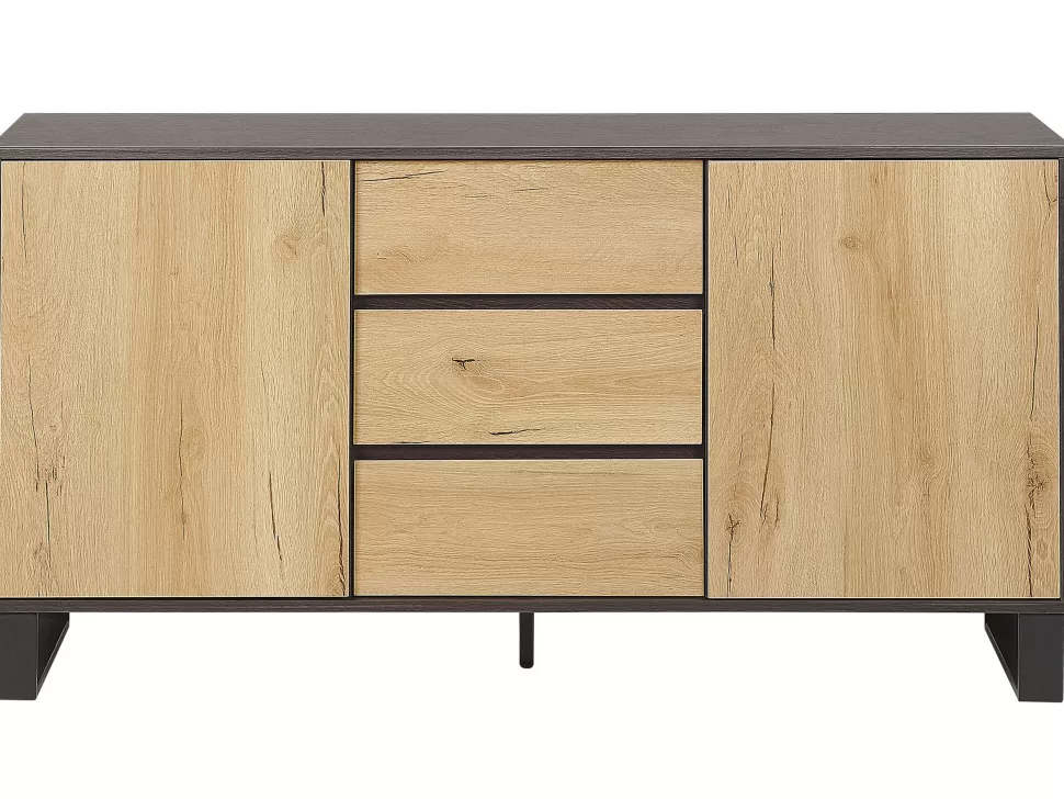 Aufbewahrung>Beliani Sideboard Heller / Dunkler Holzfarbton 3 Schubladen 2 Schranke Elda