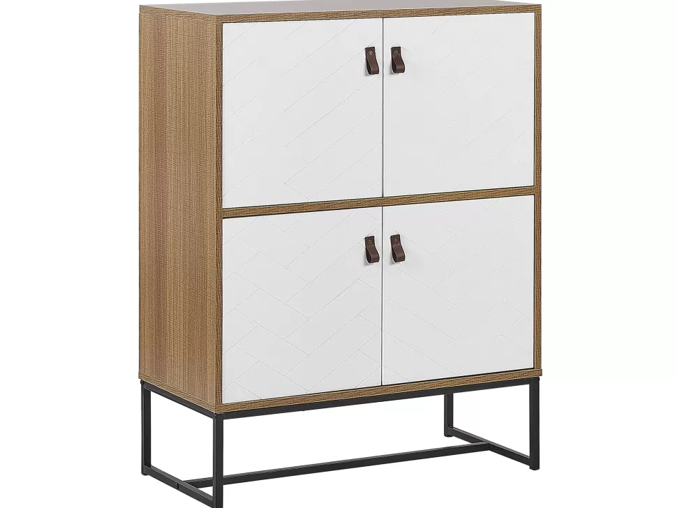 Aufbewahrung>Beliani Sideboard Heller Holzfarbton / Weis 2 Schranke Nueva