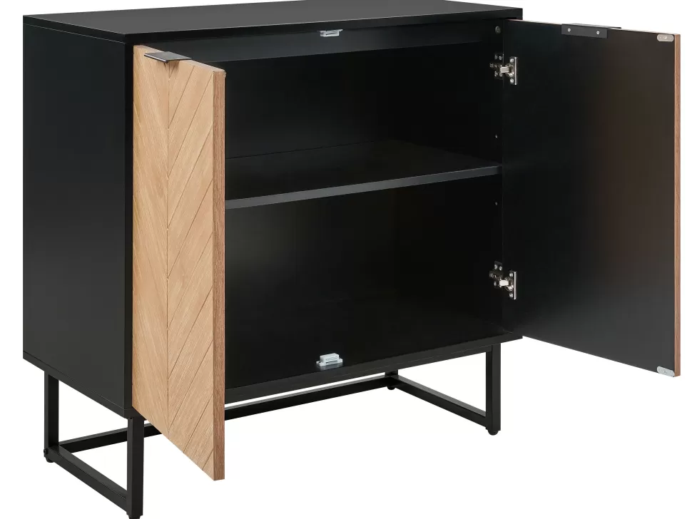 Aufbewahrung>Beliani Sideboard Heller Holzfarbton/Schwarz 2 Turen Alaska