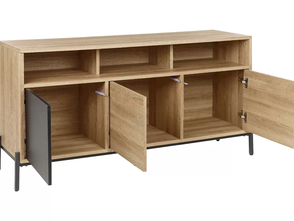 Cheap Beliani Sideboard Helles Holz Und Grau Mit 3 Turen Moines