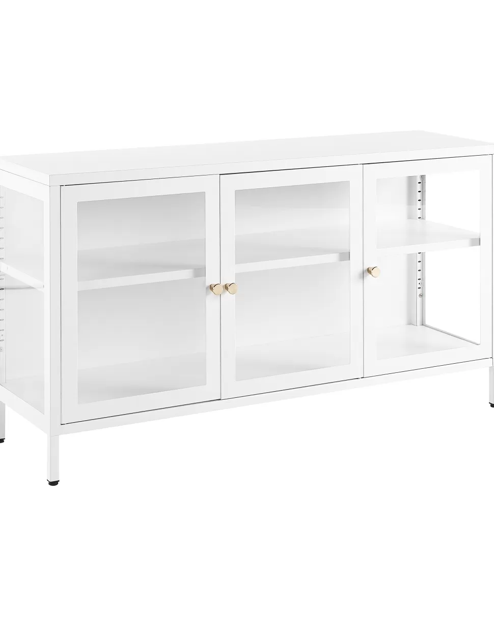 Online Beliani Sideboard Metall Mit Glas Weis 3 Turen Newport