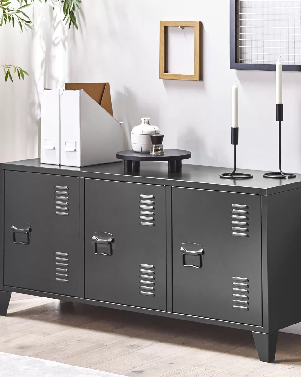 Aufbewahrung>Beliani Sideboard Metall Schwarz 3 Turen Cardiff