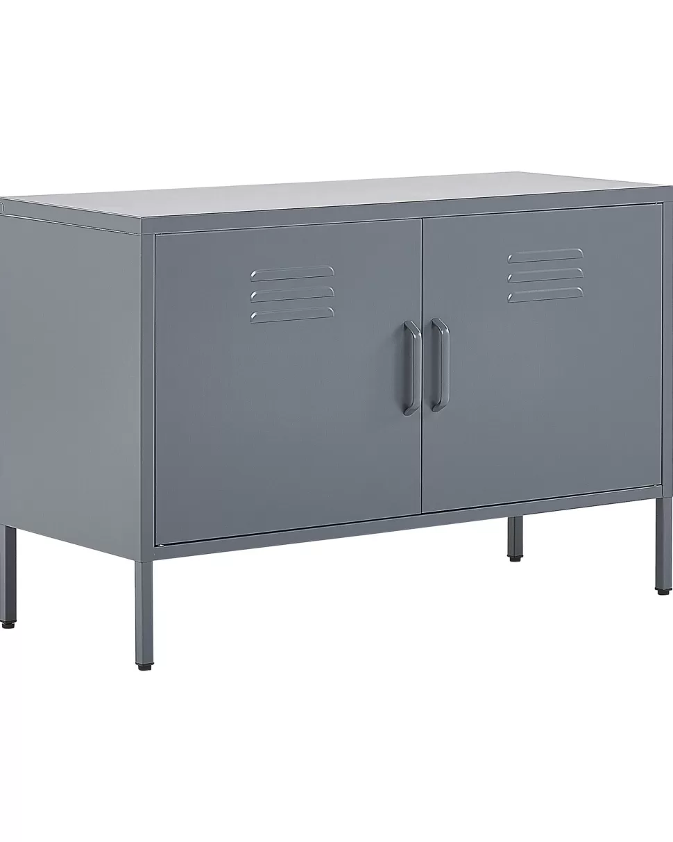 Aufbewahrung>Beliani Sideboard Stahl Grau Matt 2 Turen 100 Cm Uria