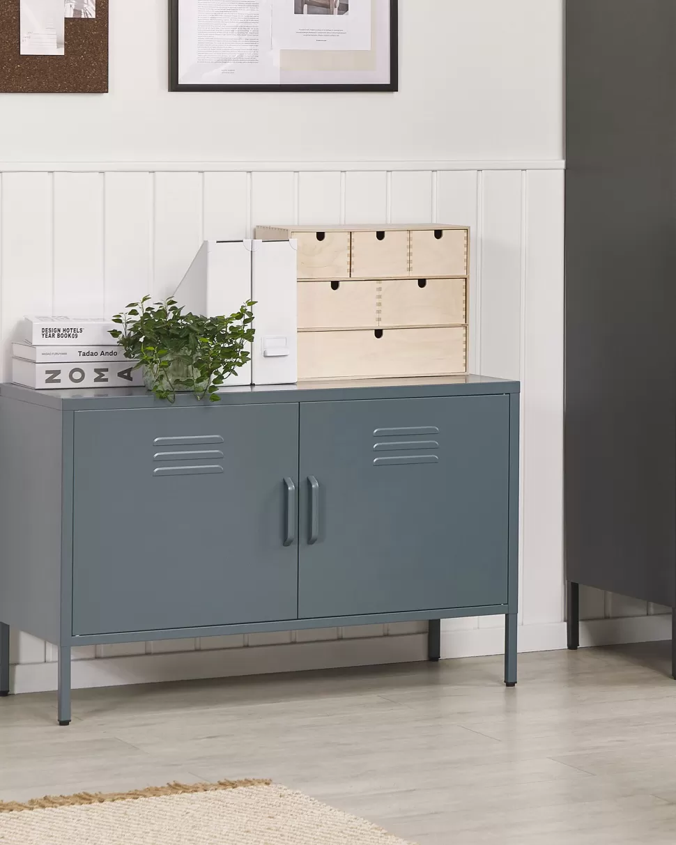 Aufbewahrung>Beliani Sideboard Stahl Grau Matt 2 Turen 100 Cm Uria