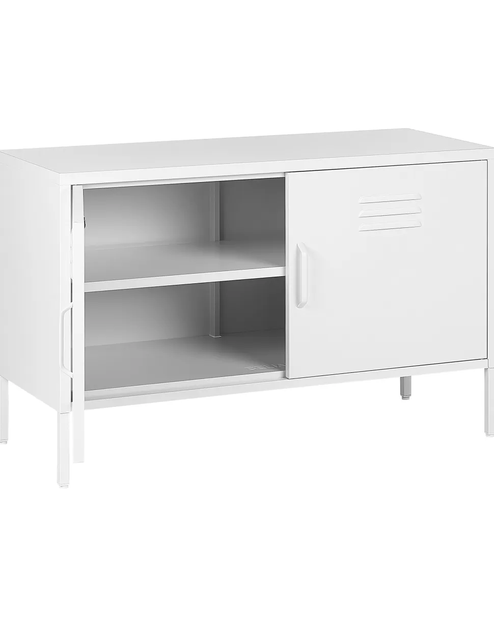 Aufbewahrung>Beliani Sideboard Stahl Weis Matt 2 Turen 100 Cm Uria