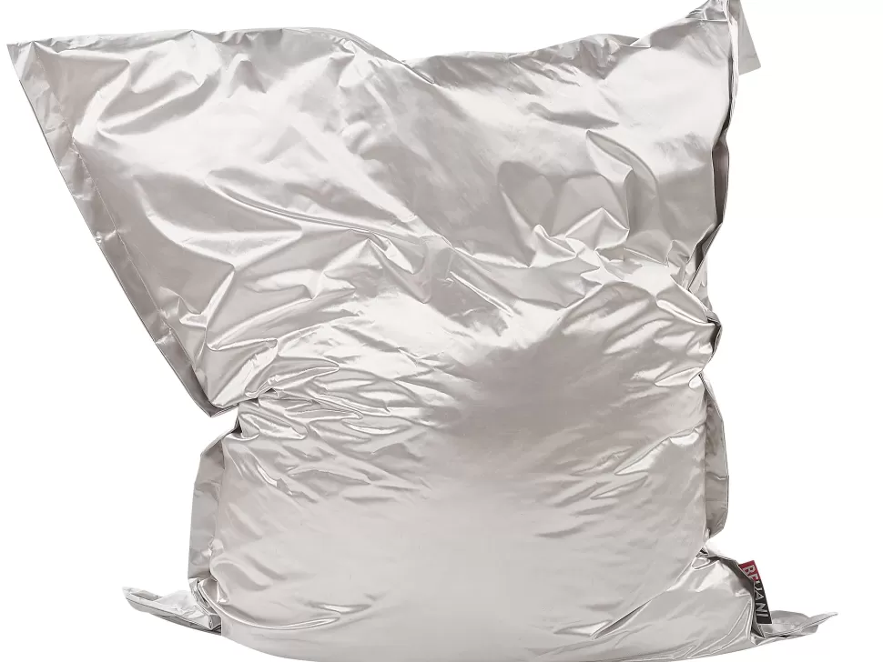 Discount Beliani Sitzsack Mit Innensack Fur In- Und Outdoor 140 X 180 Cm Silber Hell Fuzzy
