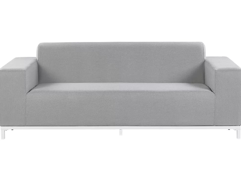 Store Beliani Sofa Polsterbezug 3-Sitzer Hellgrau / Weises Gestell Rovigo