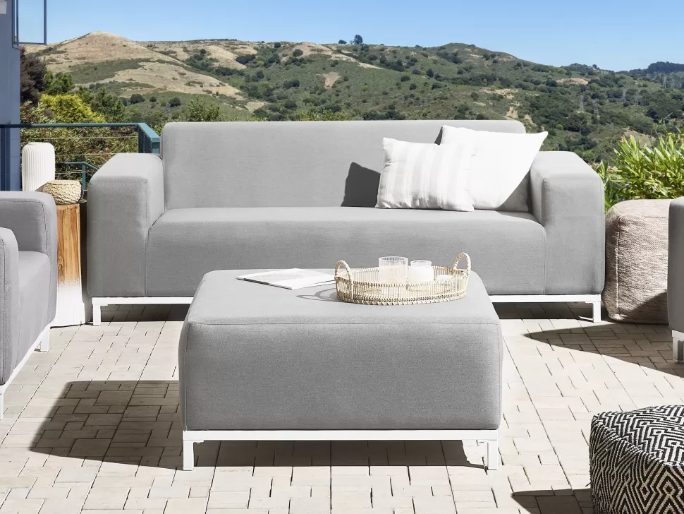 Store Beliani Sofa Polsterbezug 3-Sitzer Hellgrau / Weises Gestell Rovigo