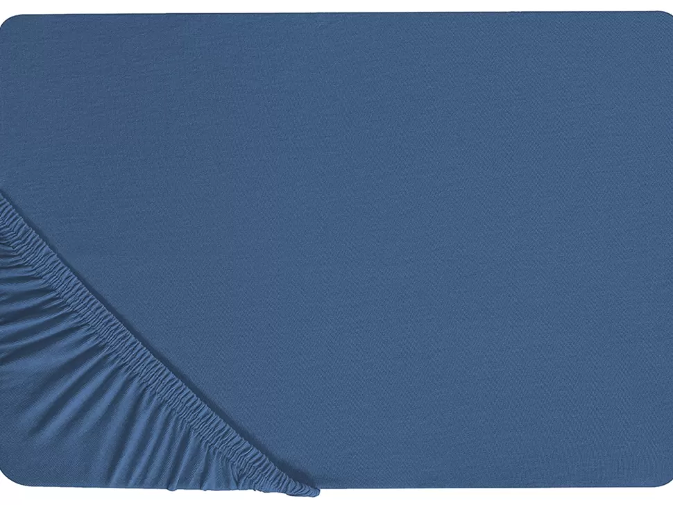 Fashion Beliani Spannbettlaken Baumwolle Marineblau 200 X 200 Cm Janbu