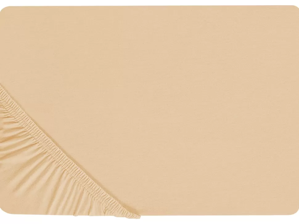 Online Beliani Spannbettlaken Baumwolle Sandbeige 200 X 200 Cm Janbu