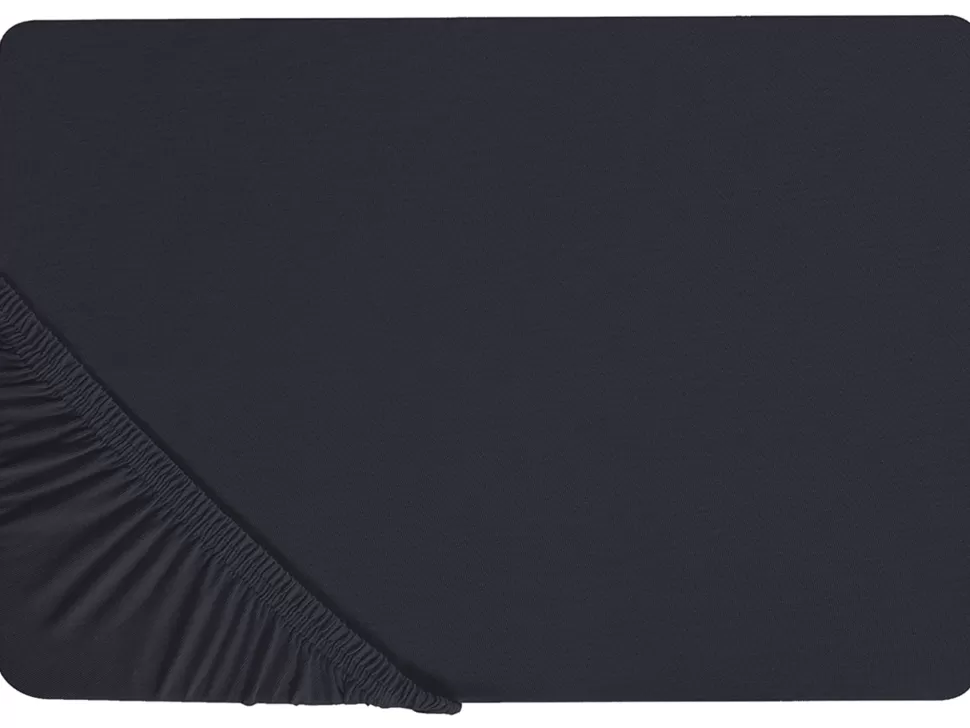 Kinder>Beliani Spannbettlaken Baumwolle Schwarz 90 X 200 Cm Janbu