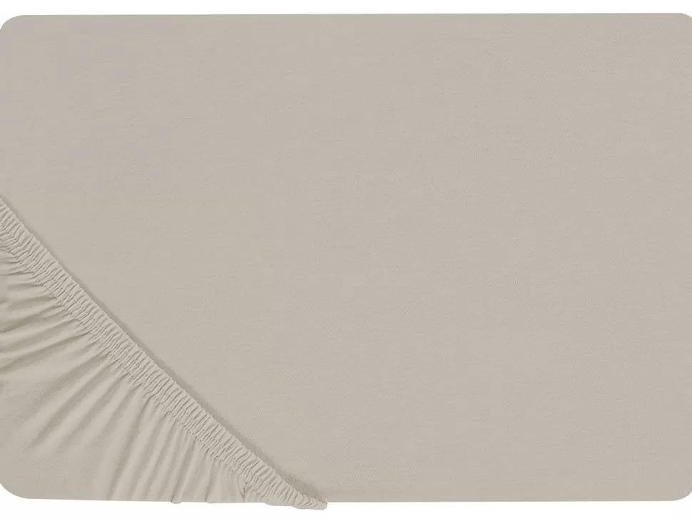 Best Sale Beliani Spannbettlaken Baumwolle Taupe 200 X 200 Cm Janbu