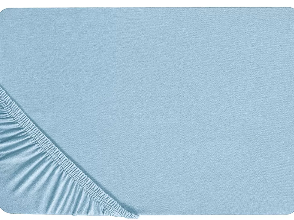 Sale Beliani Spannbettlaken Hellblau Baumwolle 90 X 200 Cm Hofuf