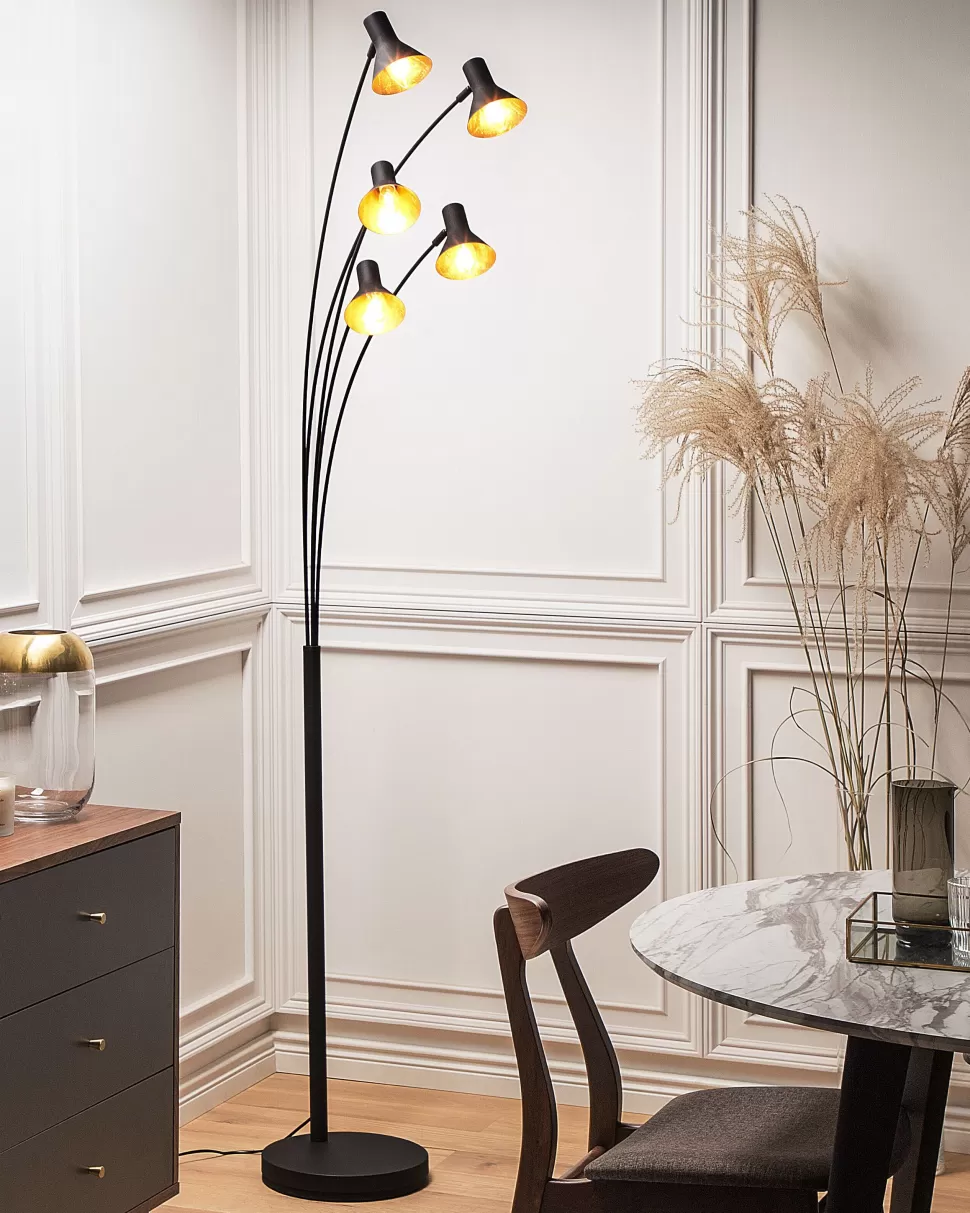 Flash Sale Beliani Stehlampe Schwarz 5-Flammig 205 Cm Kegelform Baraga