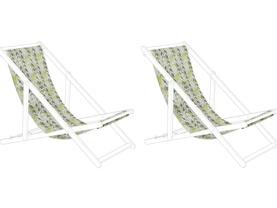 Fashion Beliani Stoffbezug 2Er Set Fur Gartenliegen Anzio / Avellino Zick Zack Muster Gelb / Grau