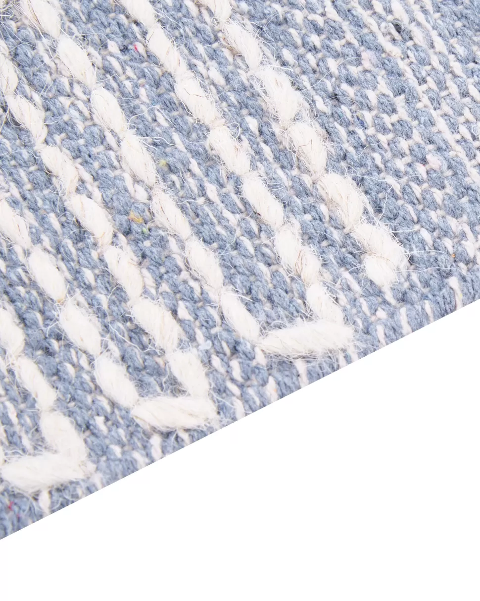 Fashion Beliani Teppich Baumwolle Blau / Cremeweis 160 X 230 Cm Geometrisches Muster Kurzflor Ansar