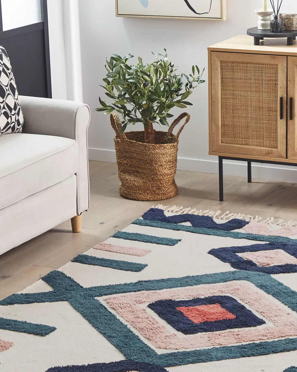 Flash Sale Beliani Teppich Baumwolle Mehrfarbig 160 X 230 Cm Geometrisches Muster Fransen Kurzflor Kozlu