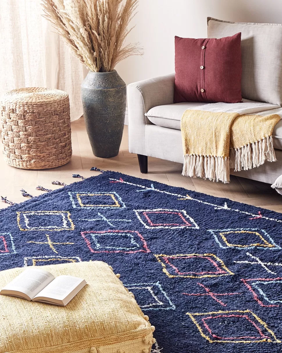 Fashion Beliani Teppich Baumwolle Schwarz 160 X 230 Cm Geometrisches Muster Corum