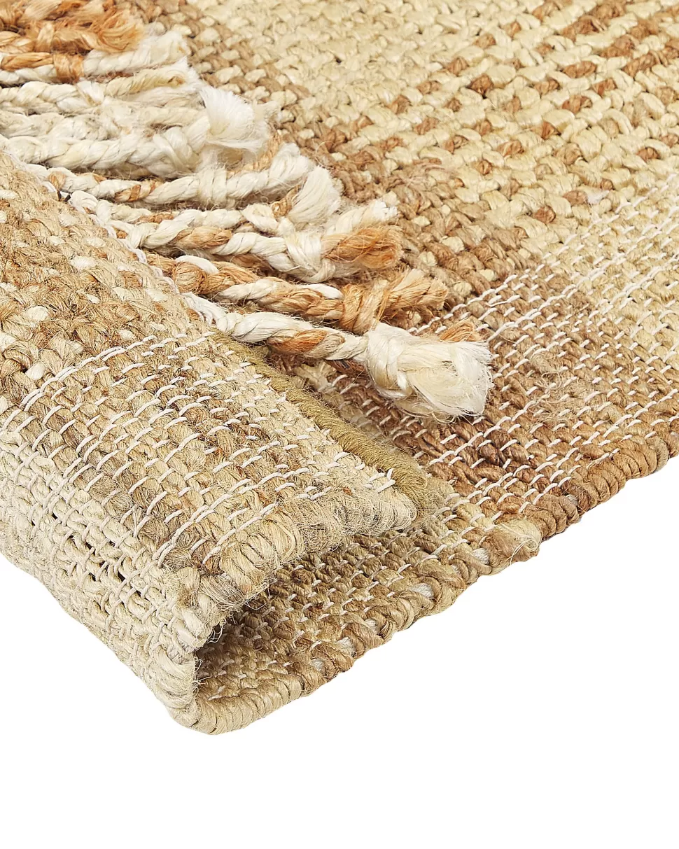 Fashion Beliani Teppich Jute Sandbeige 160 X 230 Cm Geometrisches Muster Kurzflor Berissa