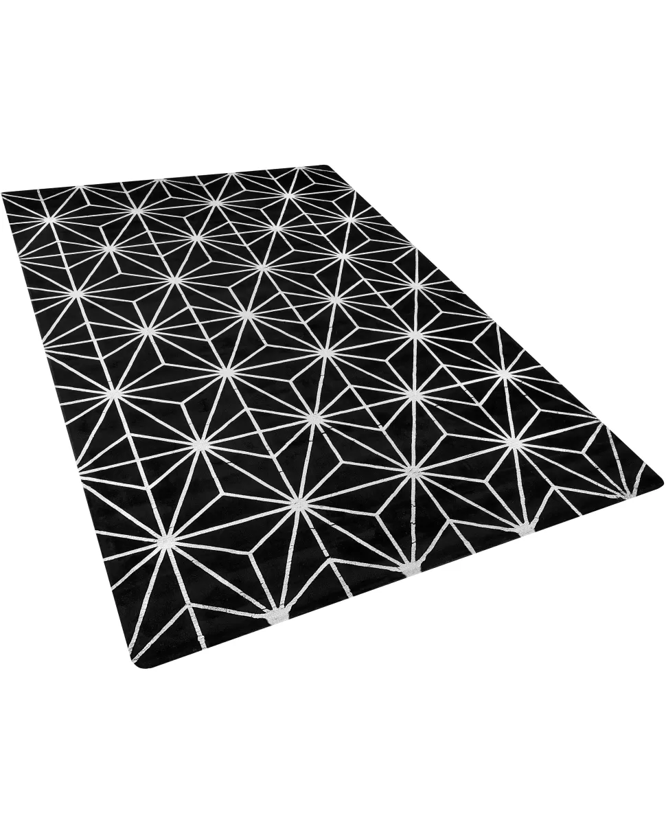 Teppiche>Beliani Teppich Schwarz/Silber 160 X 230 Cm Geometrisches Muster Sibel