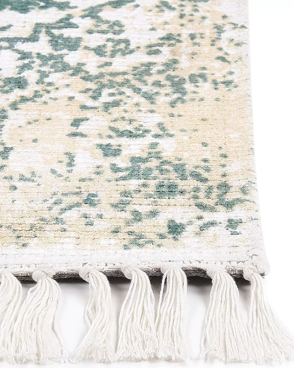Flash Sale Beliani Teppich Viskose Beige / Grun 160 X 230 Cm Orientalisches Muster Kurzflor Boyali