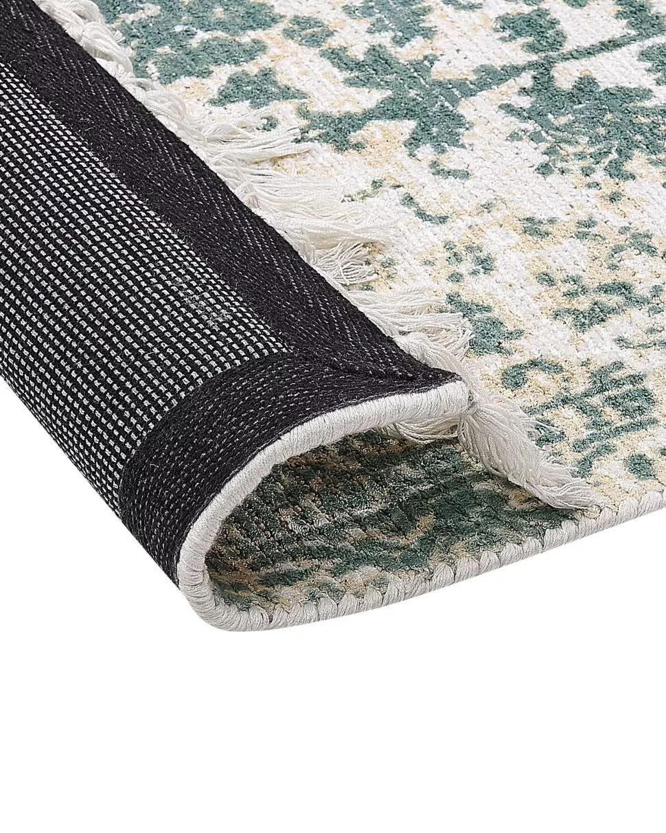 Flash Sale Beliani Teppich Viskose Beige / Grun 160 X 230 Cm Orientalisches Muster Kurzflor Boyali