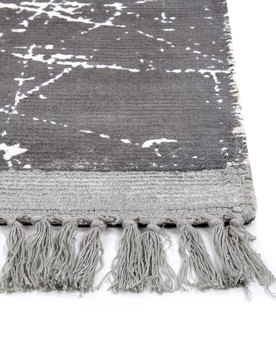 Discount Beliani Teppich Viskose Grau 160 X 230 Cm Cm Abstraktes Muster Kurzflor Hanli