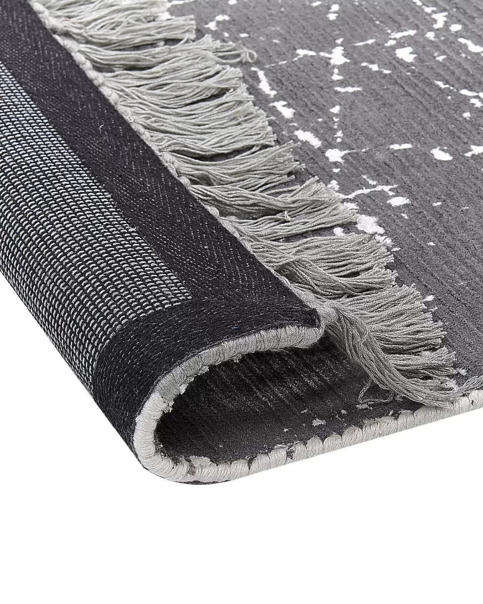 Discount Beliani Teppich Viskose Grau 160 X 230 Cm Cm Abstraktes Muster Kurzflor Hanli