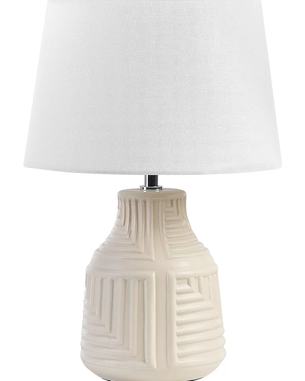 Store Beliani Tischlampe Aus Keramik Beige Ozama