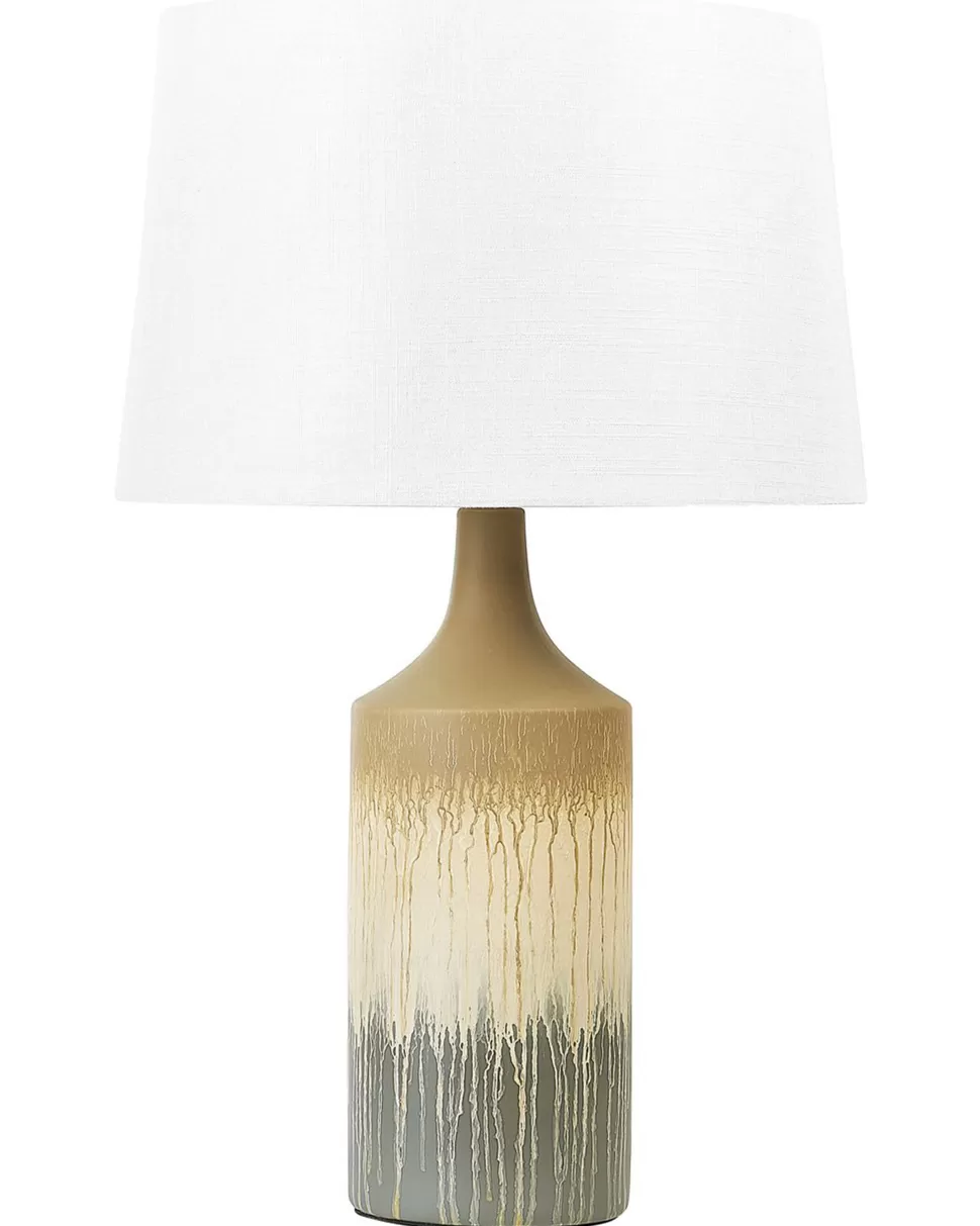 Hot Beliani Tischlampe Aus Keramik Beige Und Grau Calvas