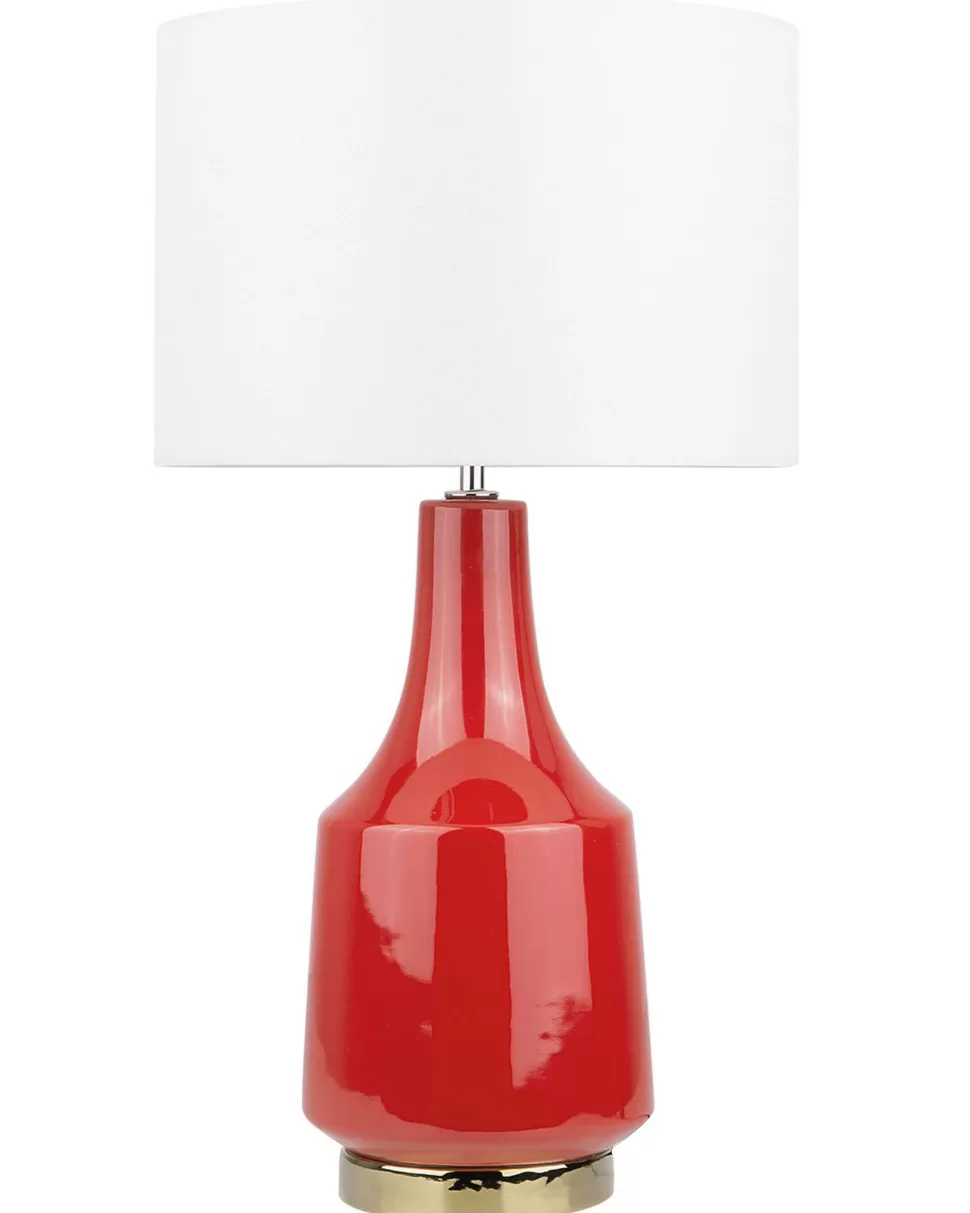 Hot Beliani Tischlampe Rot 60 Cm Trommelform Triversa