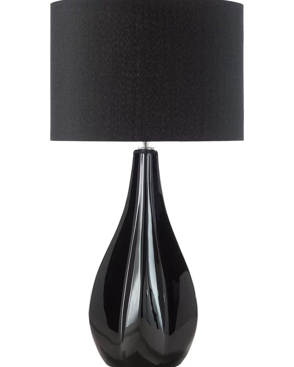 Best Sale Beliani Tischlampe Schwarz 60 Cm Trommelform Santee