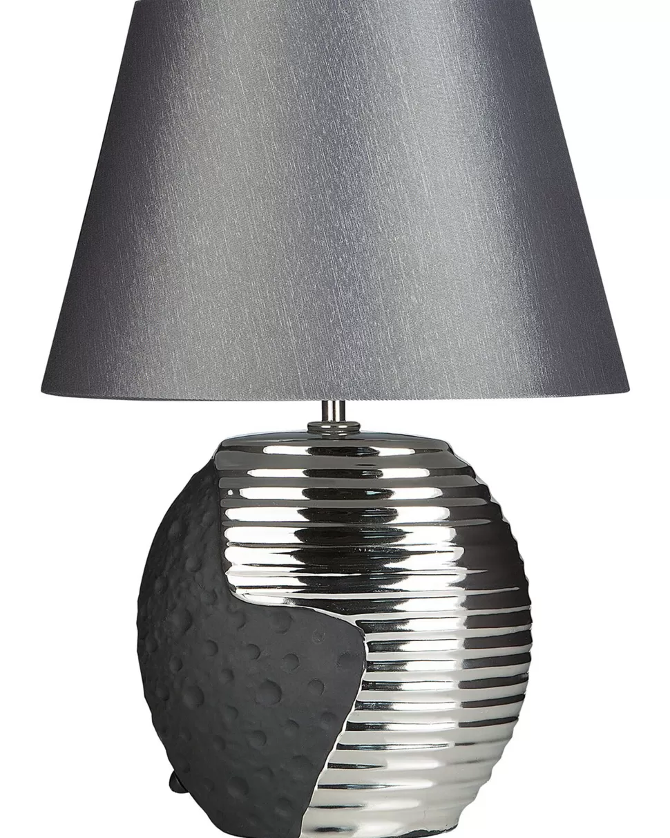 Shop Beliani Tischlampe Schwarz / Silber 41 Cm Kegelform Esla