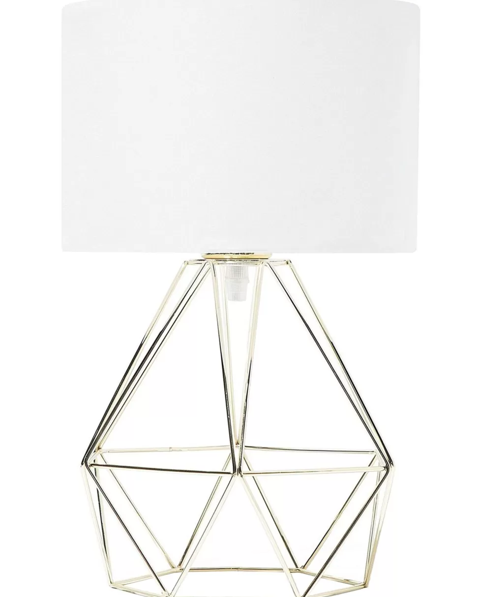 Store Beliani Tischlampe Weis / Gold 35 Cm Geometrisch Maroni